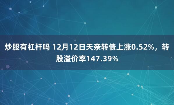 炒股有杠杆吗 12月12日天奈转债上涨0.52%，转股溢价率147.39%