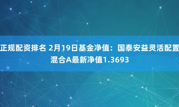 正规配资排名 2月19日基金净值：国泰安益灵活配置混合A最新净值1.3693