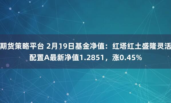 期货策略平台 2月19日基金净值：红塔红土盛隆灵活配置A最新净值1.2851，涨0.45%