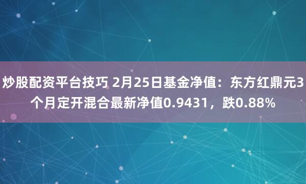 炒股配资平台技巧 2月25日基金净值：东方红鼎元3个月定开混合最新净值0.9431，跌0.88%